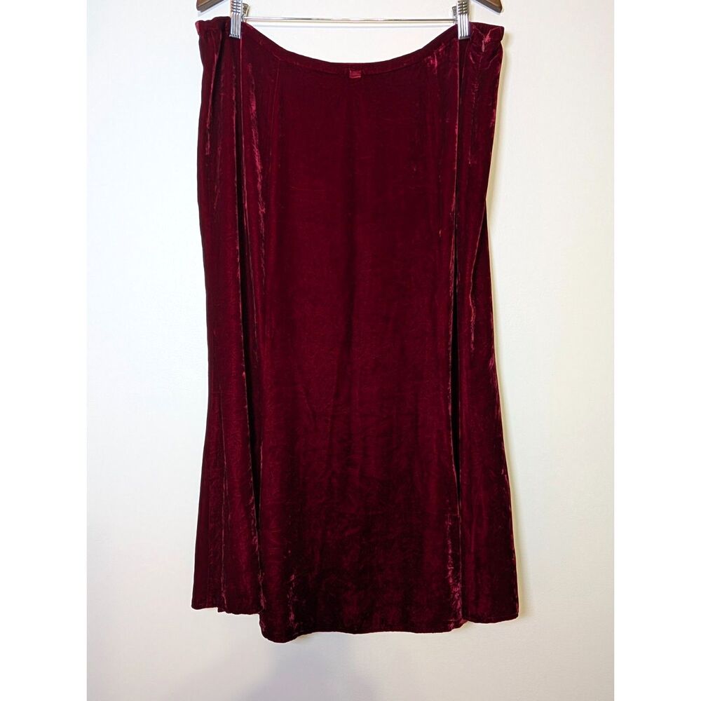 Vintage Eileen Fisher Velvet Skirt XL, Silk Blend Burgundy Cocktail Party Whimsi - Picture 4 of 6